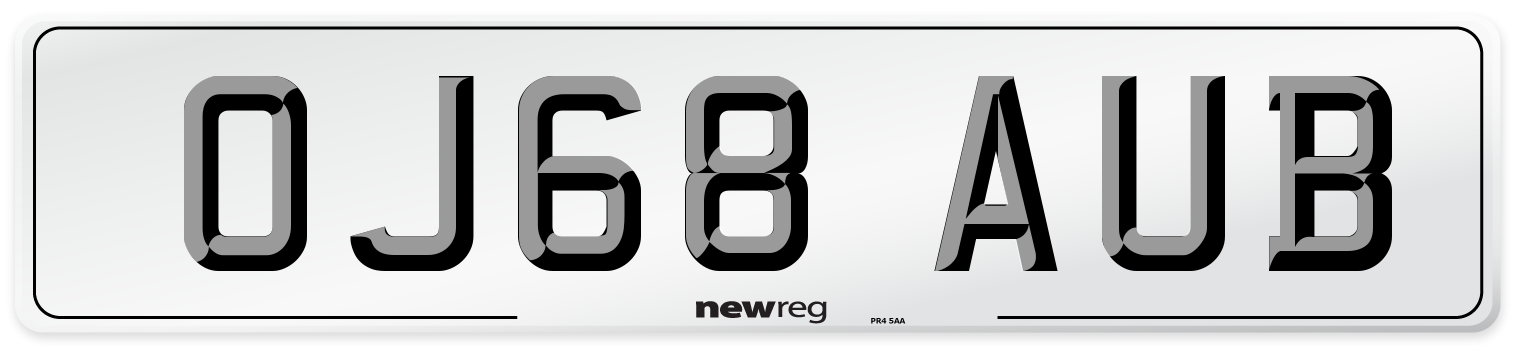 OJ68 AUB Number Plate from New Reg